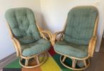 Vintage set van 2 rotan mid-century draaistoelen, Ophalen