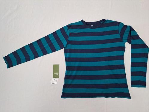 H&M longsleeve blauw-turquoise gestreept maat 164, Kinderen en Baby's, Kinderkleding | Maat 164, Gebruikt, Jongen, Shirt of Longsleeve