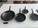 Wok+ 3 pannen, Huis en Inrichting, Keuken | Potten en Pannen, Ophalen, Zo goed als nieuw, Pannenset, Keramische plaat
