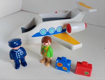 Playmobil 1.2.3 Vliegtuig met piloot en passagier + koffers beschikbaar voor biedingen