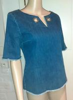 T-shirt dames blauw jeans Caroline Biss 36 of S, Nieuw, Blauw, Maat 36 (S), Korte mouw