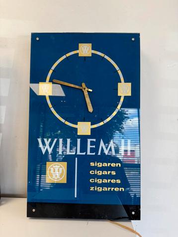 Horloge publicitaire ancienne pour cigares WILLEM II, Enlèvement ou Envoi, Utilisé, Panneau publicitaire