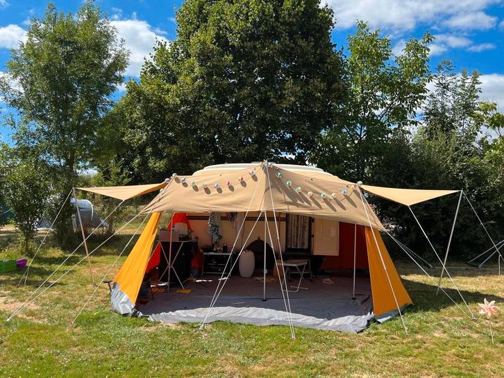 Retro voortent voor Lander Graziela 340, Caravanes & Camping, Auvents, Comme neuf, Autres marques, Enlèvement