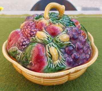 Vintage majolica confiturier-jampot Sarreguemines beschikbaar voor biedingen