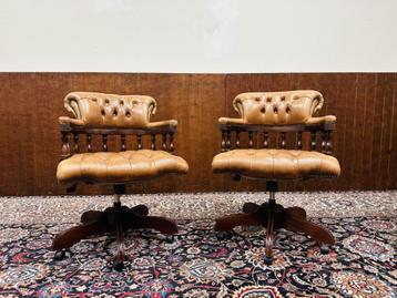 Set Klassiek Engels Chesterfield Bureaustoelen, Enlèvement ou Envoi