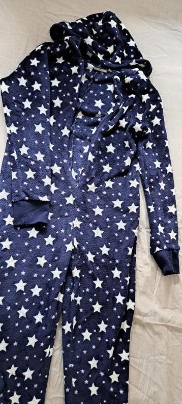 Onesie blauw met witte en rose sterren 158/164