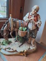 Statue biscuit Capodimonte " le vieil homme et son cheval"