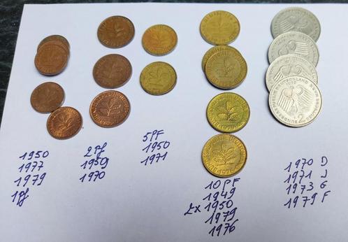 19 duitse munten van 1949 tot 1979, Postzegels en Munten, Munten | Europa | Niet-Euromunten, Setje, Duitsland, Ophalen of Verzenden