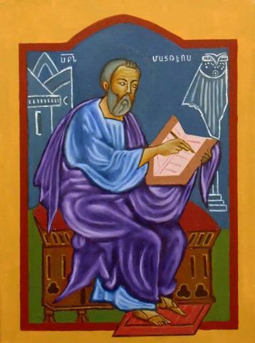 Schilderij-Icoon-Miniatuur “St. Mattheus”   beschikbaar voor biedingen