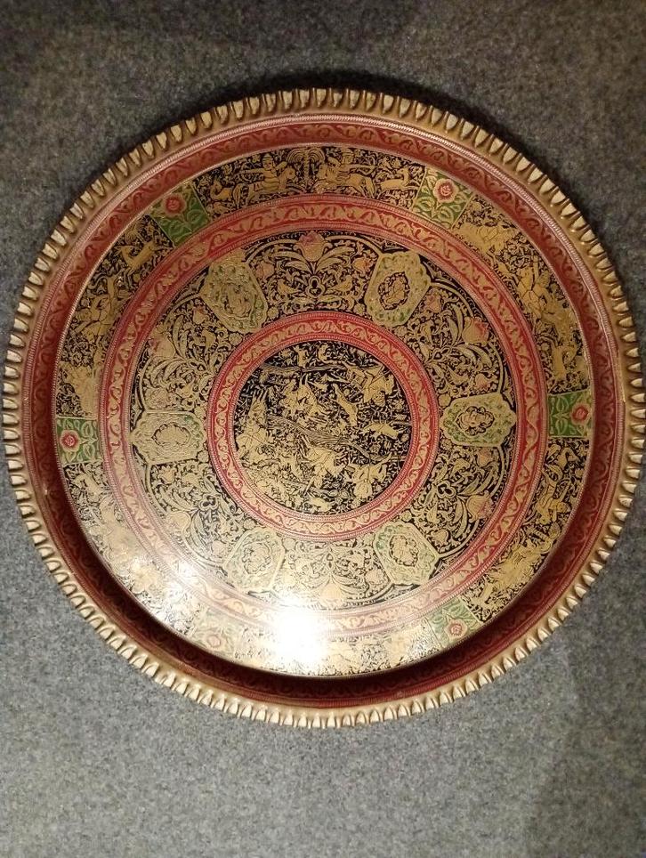 Mooie koperen schaal volledig bewerkt, Antiek en Kunst, Antiek | Brons en Koper, Koper, Ophalen of Verzenden