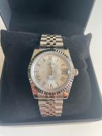 Seiko Mod Datejust witte wijzerplaat met streep-uurmarkering, Handtassen en Accessoires, Horloges | Heren, Staal, Verzenden, Polshorloge