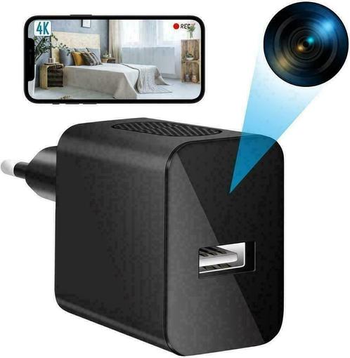 Mini Caméra espion adaptateur prise WiFi, 4K Nouveau!, Audio, Tv en Foto, Actiecamera's, Nieuw, Ophalen of Verzenden