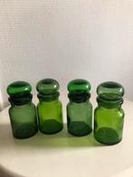 Vintage - Groene Glazen Potjes, Ophalen of Verzenden