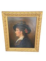 Huile sur toile XIXe Portrait femme école française, Enlèvement ou Envoi