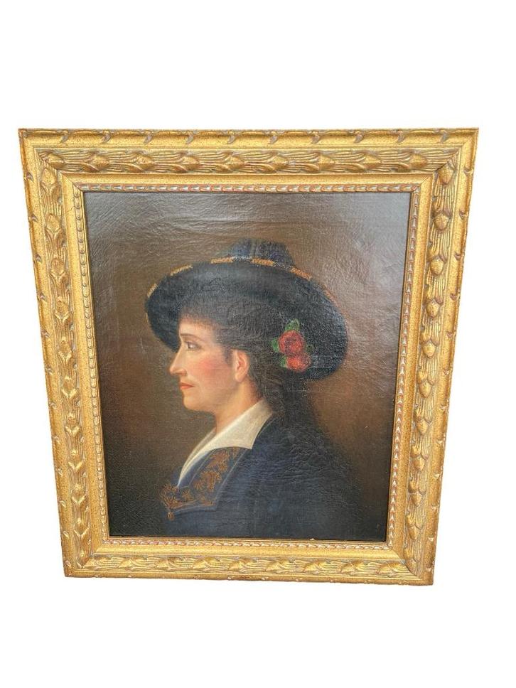 Olieverf op doek 19e eeuws Portret vrouw Franse school, Antiek en Kunst, Kunst | Schilderijen | Klassiek, Ophalen of Verzenden