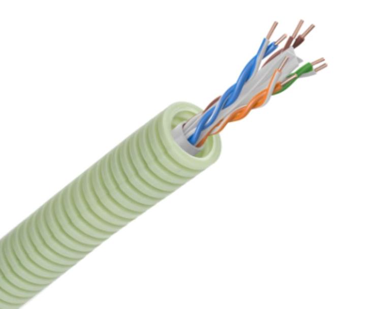Netwerk/ Internetkabel Groen Flex Ø16mm UTP CAT6E LSOH 10, Doe-het-zelf en Bouw, Elektriciteit en Kabels, Nieuw, Kabel of Snoer