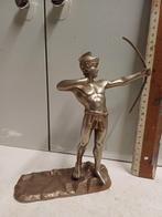 ancienne statue en bronze argenté 1 archer, Antiquités & Art, Enlèvement ou Envoi, Bronze