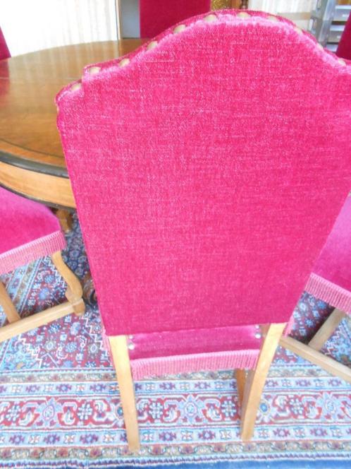 STEVIGE EIKEN HOUTEN STOELEN BEKLEED MET RODE MOHAIR, Huis en Inrichting, Stoelen, Hout, Stof, Ophalen