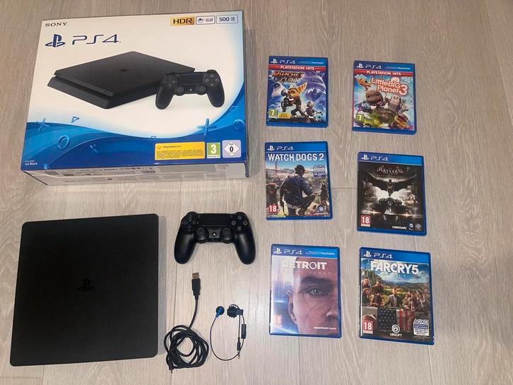 PS4 Slim + doos + controller + 6 games - 2 jaar oud topstaat, Games en Spelcomputers, Spelcomputers | Sony PlayStation 3, Zo goed als nieuw