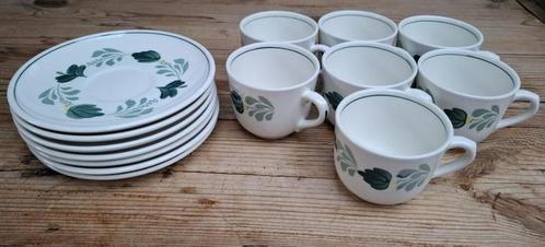 Groene boerenbont kop en schotels, Royal Boch, Huis en Inrichting, Keuken | Servies, Zo goed als nieuw, Kop(pen) en/of Schotel(s)