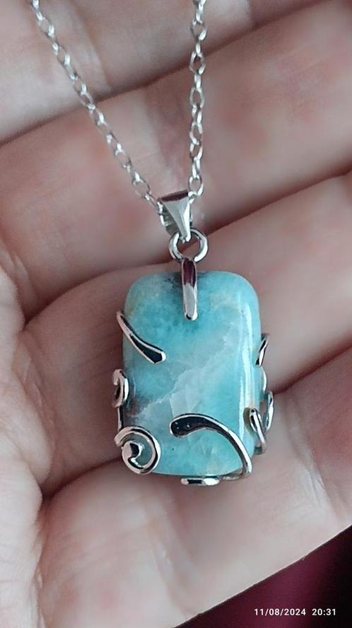 Dominicaanse Republiek larimar hanger, Handtassen en Accessoires, Kettinghangers, Nieuw, Zilver, Zilver, Met edelsteen, Ophalen