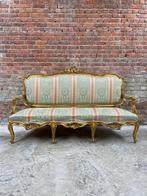 Antieke Louis XV-stijl Gouden Bank met Gobelin Bekleding, Ophalen