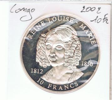 République démocratique du Congo 10 francs 2002 reine Louise, Enlèvement ou Envoi, Monnaie en vrac, Argent, Argent