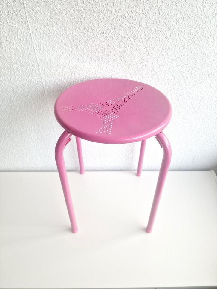 Maison du Monde - Tabouret - Rose - Tour Eiffel, Maison & Meubles, Tabourets, Comme neuf, Fer, Enlèvement