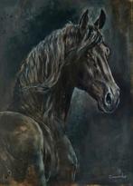 Peinture cheval frison, portrait de cheval, Enlèvement ou Envoi