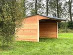 Schuilhok 3x6m in 48mm dik Douglashout 'OP VOORRAAD', Weidegang, 2 of 3 paarden of pony's