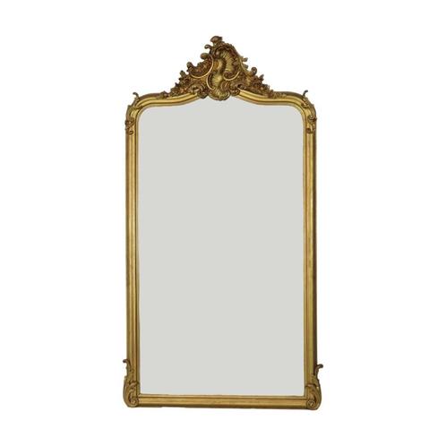 Grote Antieke Vergulde Spiegel 19de Eeuw Facetgeslepen Barok, Antiek en Kunst, Antiek | Spiegels, 50 tot 100 cm, 100 tot 150 cm