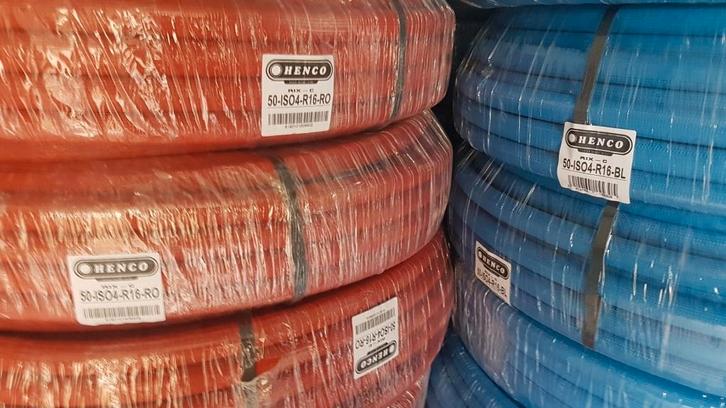 Henco Alpex buis geisoleerd Ø16-Ø20- Ø26 Blauw of Rood 50Mtr, Doe-het-zelf en Bouw, Buizen en Afvoer, Nieuw, Ophalen of Verzenden