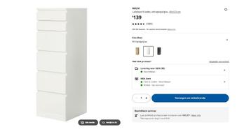 IKEA MALM ladekast met 6 lades, wit spiegelglas  beschikbaar voor biedingen