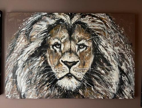 Groot schilderij leeuw door Mk Art, Huis en Inrichting, Woonaccessoires | Schilderijen, Tekeningen en Foto's, Nieuw, Schilderij