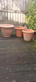 3 Plastiek bloempotten, Tuin en Terras, Ophalen, Kunststof, Gebruikt, Rond