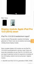 Display Module Apple Ipad Pro 12.9, Apple iPad Pro, Wi-Fi et Web mobile, Noir, Enlèvement ou Envoi