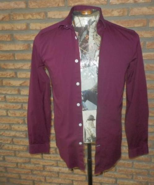 (8)- chemise homme t.XS bordeaux - jules -, Kleding | Heren, Overhemden, Zo goed als nieuw, Halswijdte 38 (S) of kleiner, Rood