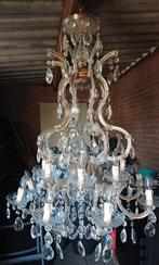 Grote Antieke 120 mtr glazen kroonluchter met kristallen, Ophalen, Glas