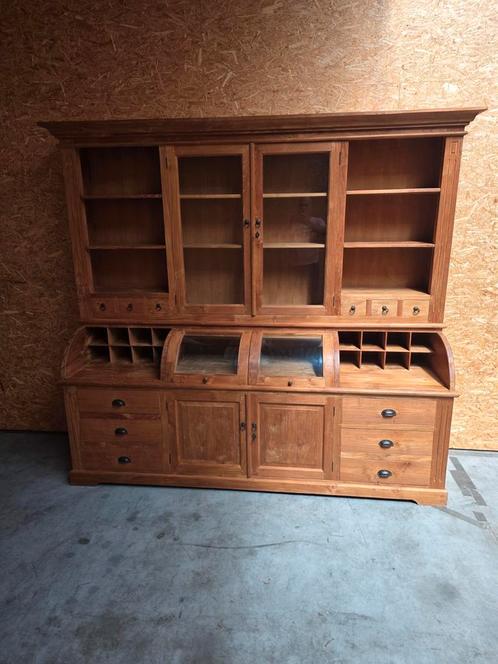 Prachtige massief teakhouten buffetkast/vitrinekast 239cm, Huis en Inrichting, Kasten | Buffetkasten, Zo goed als nieuw, Ophalen