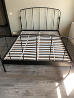 Zwart metalen tweepersoonsbed, Huis en Inrichting, Slaapkamer | Bedden, Ophalen, Zo goed als nieuw, Zwart