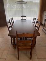Eiken eettafel + 6 stoelen, Ophalen, Gebruikt, Antiek, 4 tot 6 stoelen
