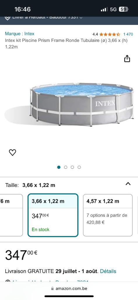 Piscine intex, Jardin & Terrasse, Piscines, Comme neuf, Piscines hors sol, 80 à 120 cm, 200 à 400 cm, Rond, Enlèvement