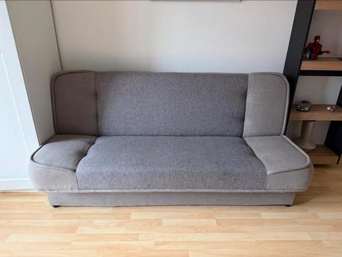 Canapé lit + rangement intérieur, Huis en Inrichting, Slaapkamer | Slaapbanken, Zo goed als nieuw, Tweepersoons, Grijs, Ophalen