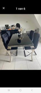 Richmond zwarte velvet stoelen met eet tafel, Huis en Inrichting, Complete eetkamers, Ophalen, Gebruikt, Hotel chique, 4 tot 6 stoelen