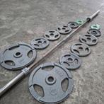 Olympische Grip Gewichten Set + Olympische Barbell 220cm, Sport en Fitness, Ophalen