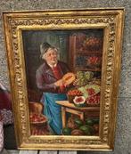 Schilderij fruitverkoper, Antiek en Kunst, Kunst | Schilderijen | Klassiek, Ophalen