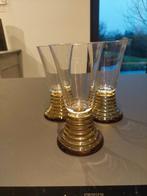 Set van 3 art deco glazen Vintage. Uitstekende conditie, Ophalen of Verzenden, Zo goed als nieuw