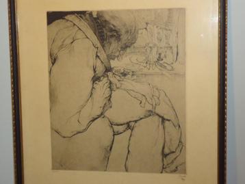 Jules DE BRUYCKER 1925 ets eauforte etching 'Le Rapiéceur' 