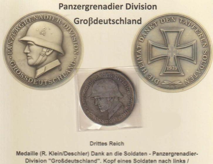 1939 Panzergrenadier Division Grossdeutschland, medaille, fo, Verzamelen, Militaria | Tweede Wereldoorlog, Landmacht, Embleem of Badge