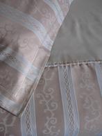 Beige gestreepte 1-persoons dekbedovertrek + sloop., Enlèvement ou Envoi, Comme neuf, Beige, Housse de couette